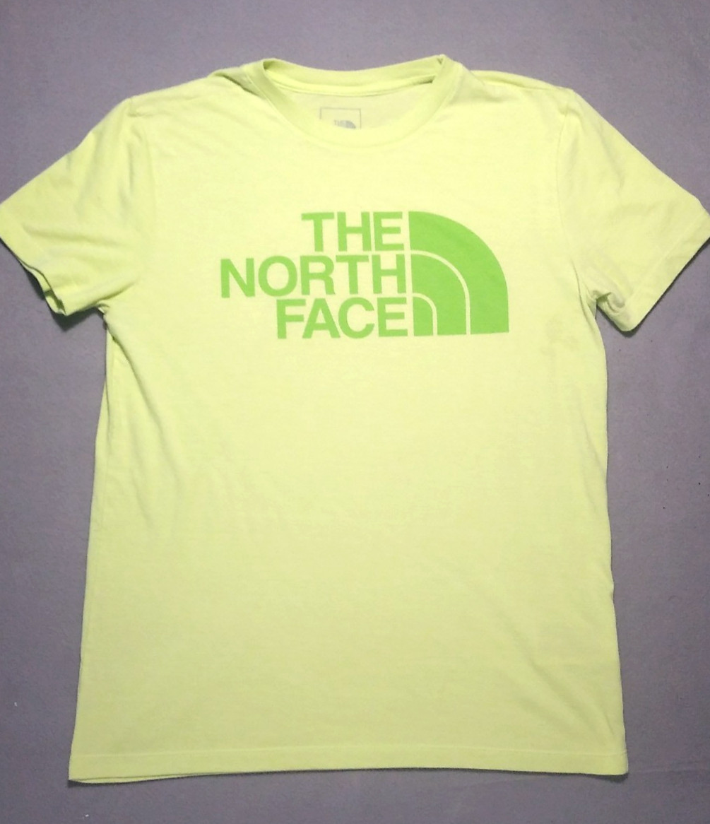 The North Face T Shirt Mens Medium Yellow Green Short Sleeve Polyester Lyocell