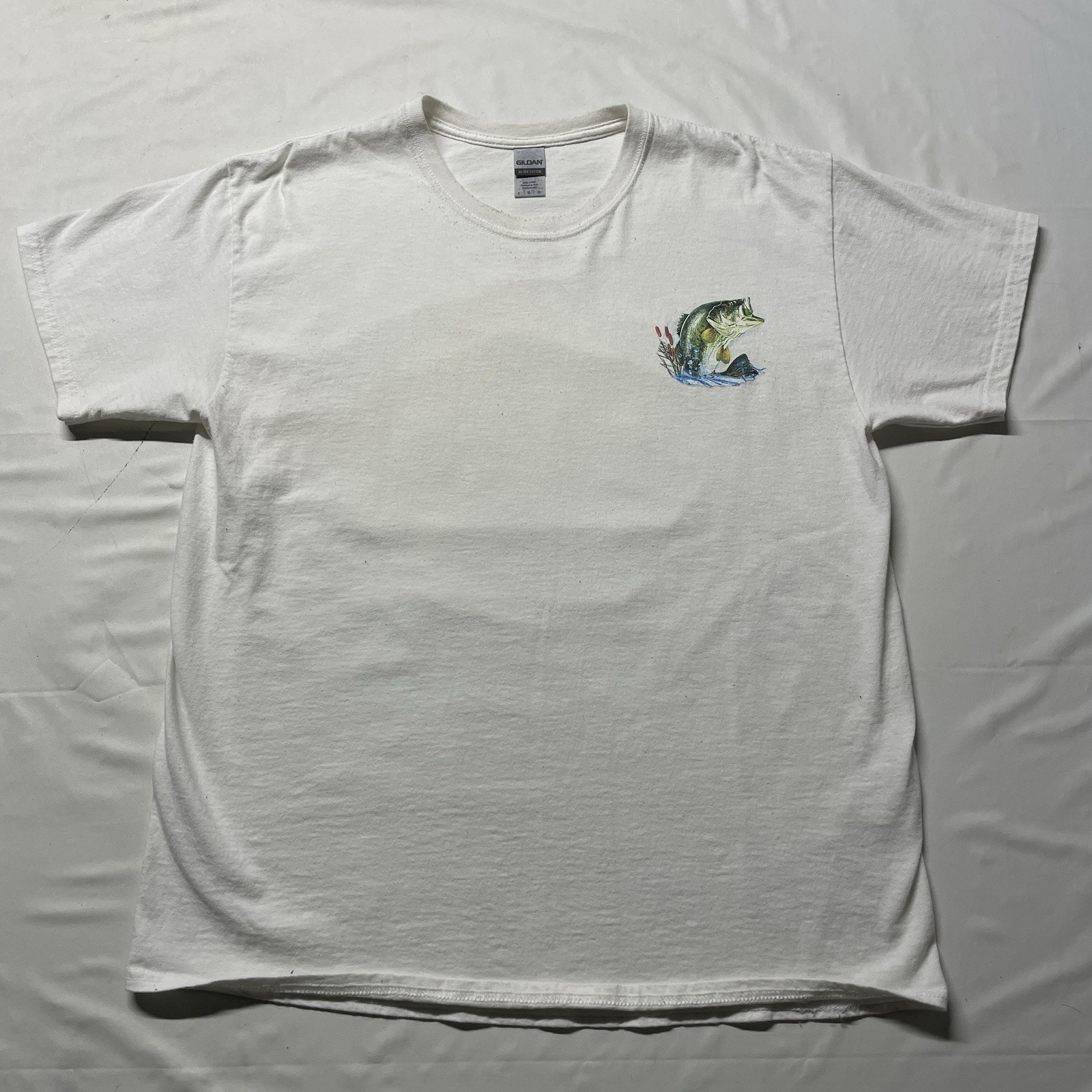 Bass Fishing Art T-Shirt Mens Large Living The Reel Life Dad Lake Beach Fish Y2K gallery