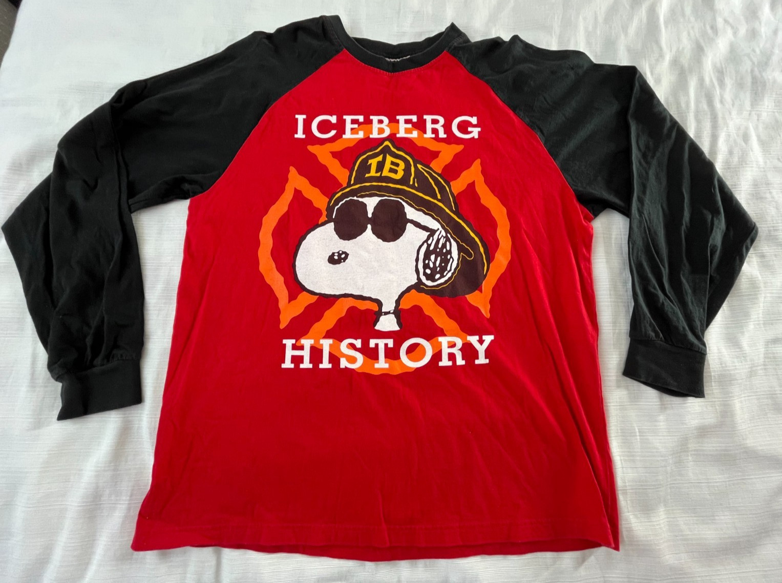 Vintage Iceberg History Peanuts Snoopy Men's Long Sleeve Shirt Size XXL ST45 gallery