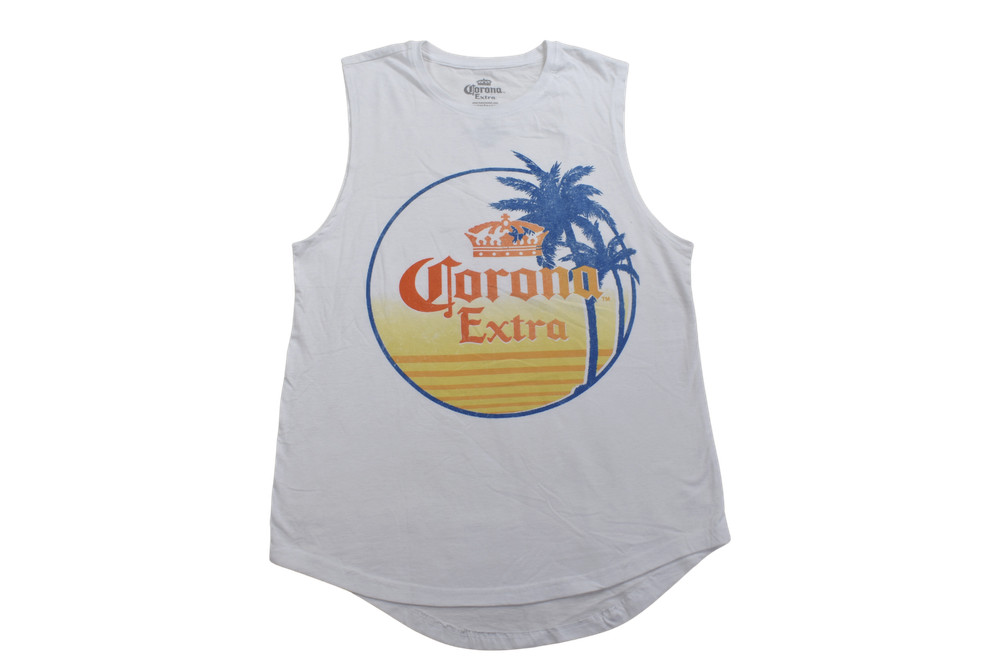 Corona Mens Corona Extra Beach Graphic White Muscle Tank Shirt New S, M, L, XL
