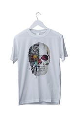 Colourful Half Skull Face Graphic Print T-Shirt S M L XL 2 3 4 XL