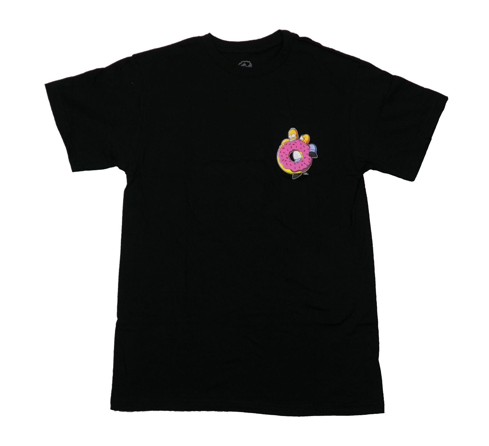 The Simpsons New Adult T-Shirt – Homer Eating Donut Lapel and On Back