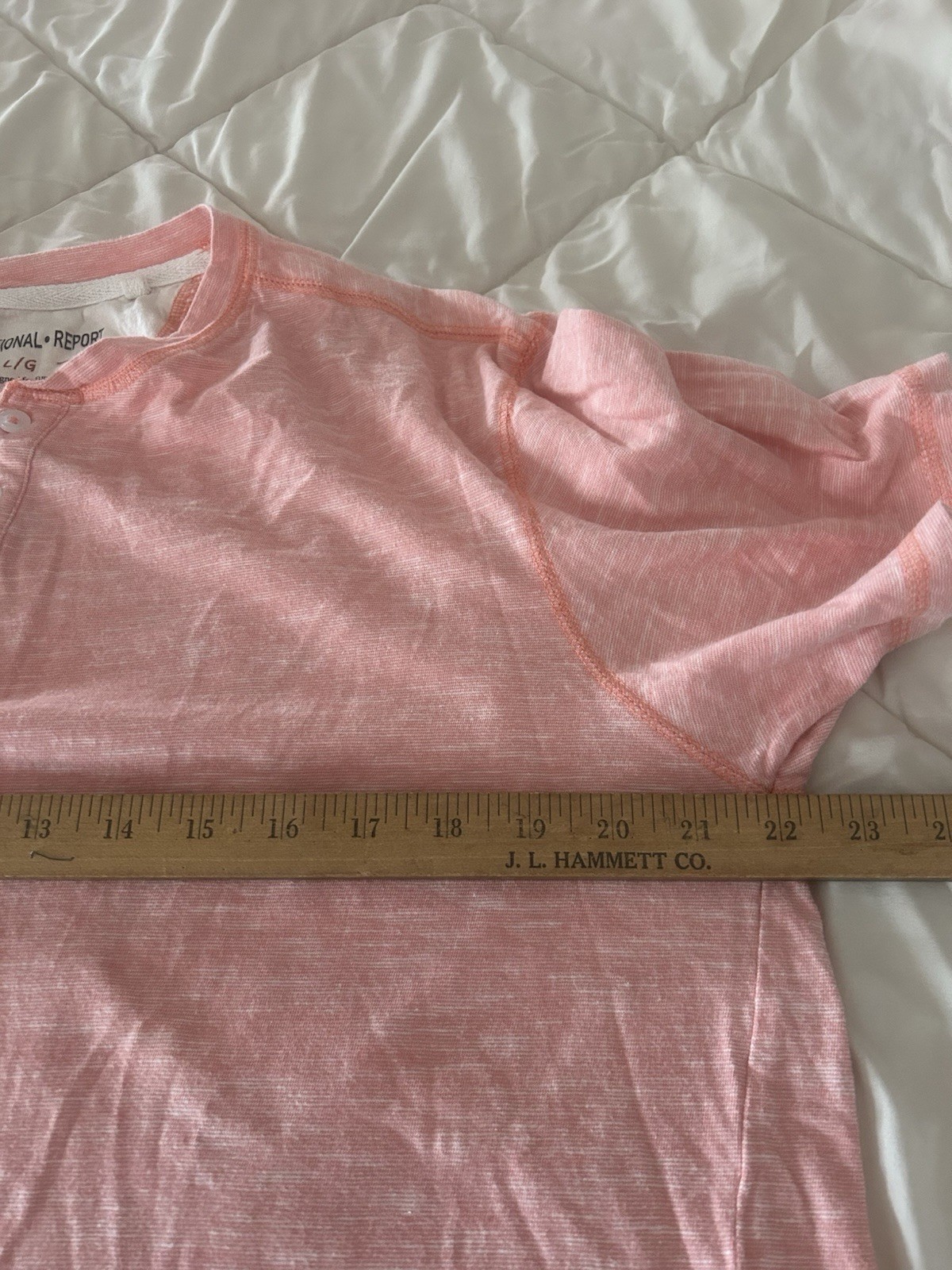 International Report Orange Heathered Henley Shirt Short Sleeve Mens Large Exc. gallery