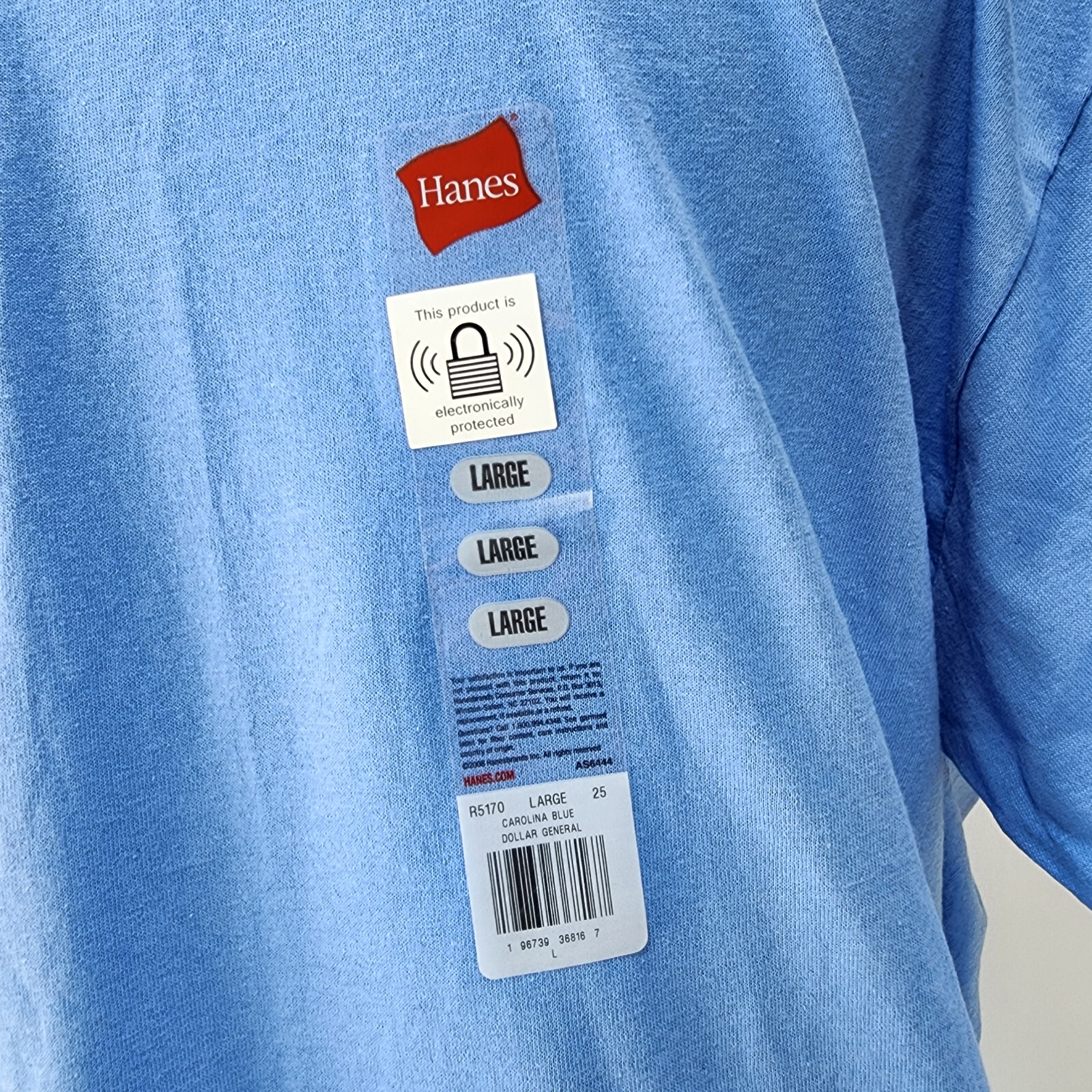 Hanes Men Large 50/50 EcoSmart Crew Neck T-Shirt Carolina Blue Comfort Blend Tee gallery
