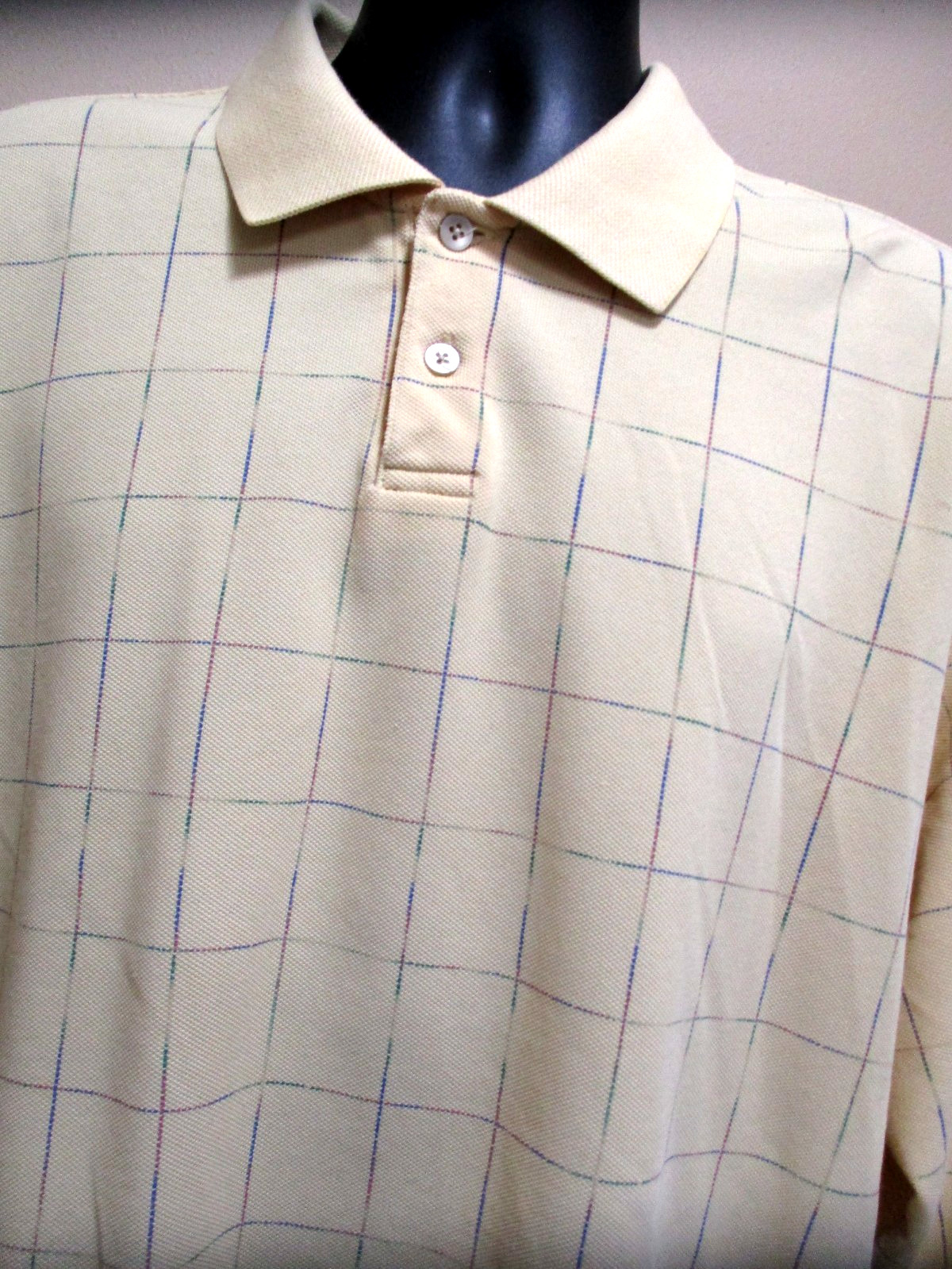 Van Heusen Jersey Stretch LS Half Button Polo Work Shirt Size X-Large Men's EUC gallery