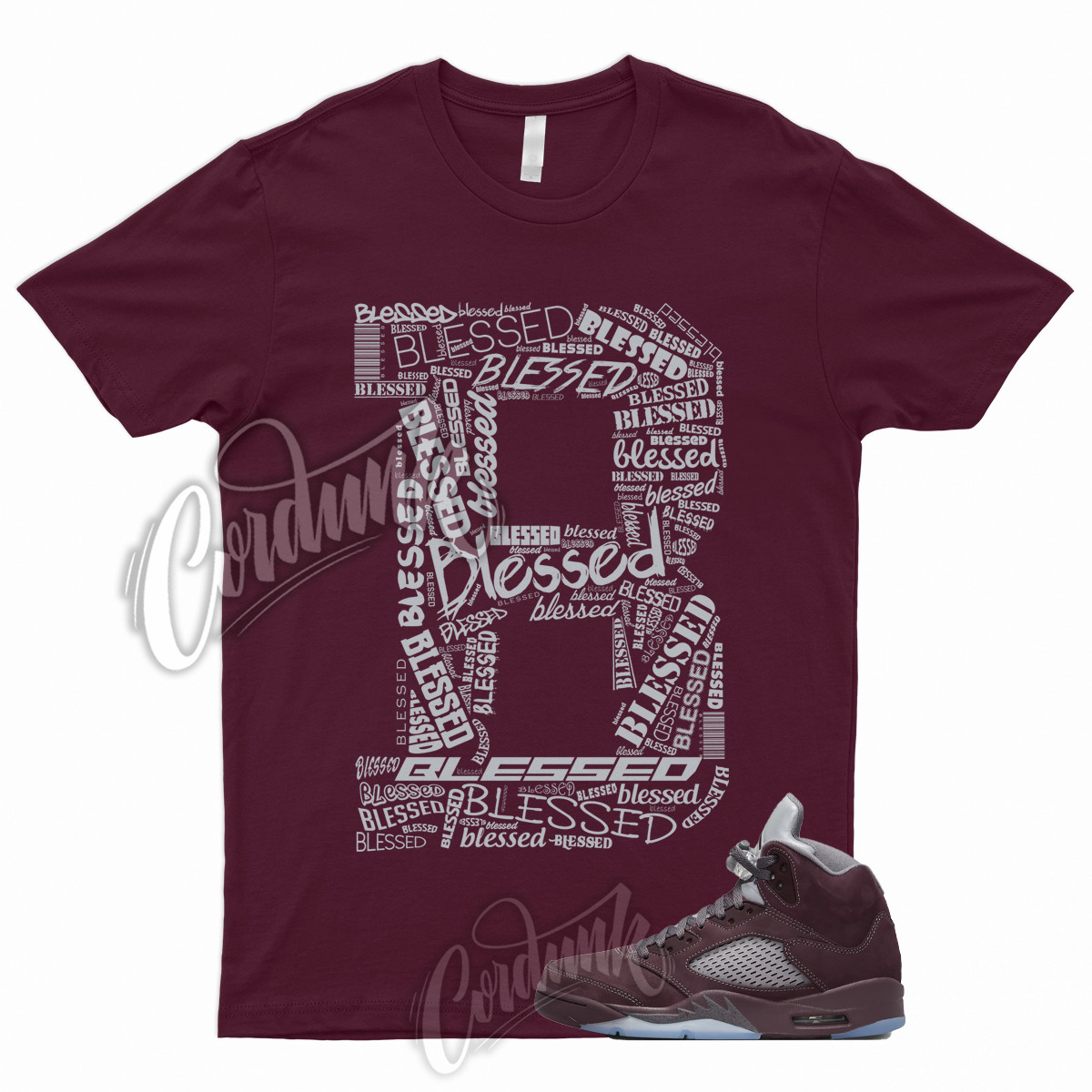 BLESSED Shirt for 5 Deep Burgundy Metallic Silver Light Graphite Bordeaux Maroon gallery