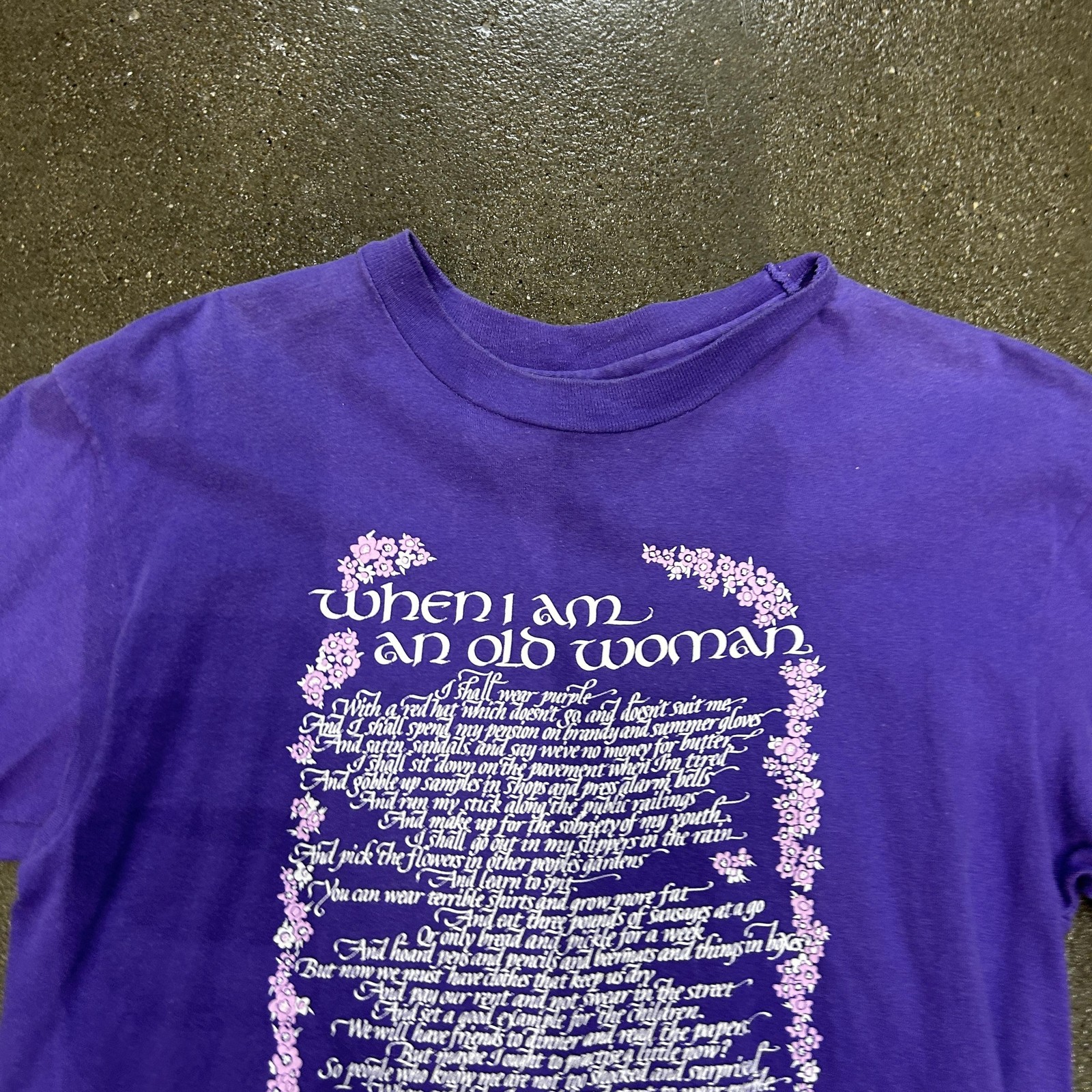 Vintage When I Am An Old Woman Shirt Mens Medium Purple Poem Graphic 90s gallery