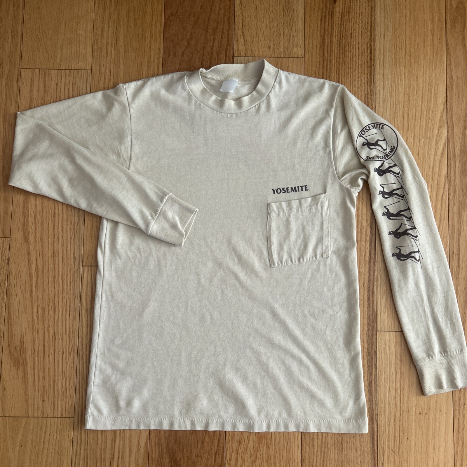 Vintage 80s 90s Yosemite Ski-Touring Selvedge Pocket T-Shirt Size Small Rainbow gallery