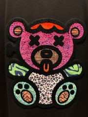 Eternity BC/AD Men’s 2XL Black Fuzzy Embroidered X-Eyed Teddy Bear Cotton Tee