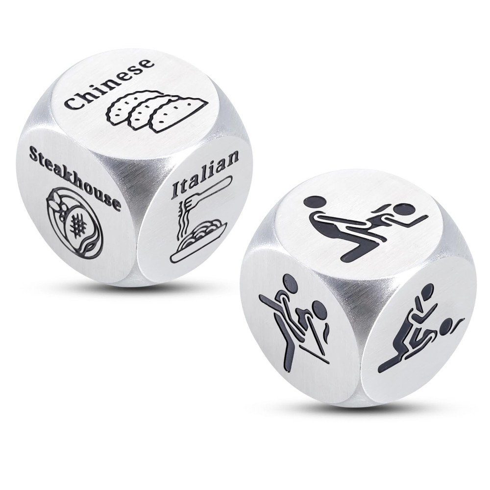 2 PCS 11th Anniversary Steel Dice Set Funny Date Night Gift for Men Husband