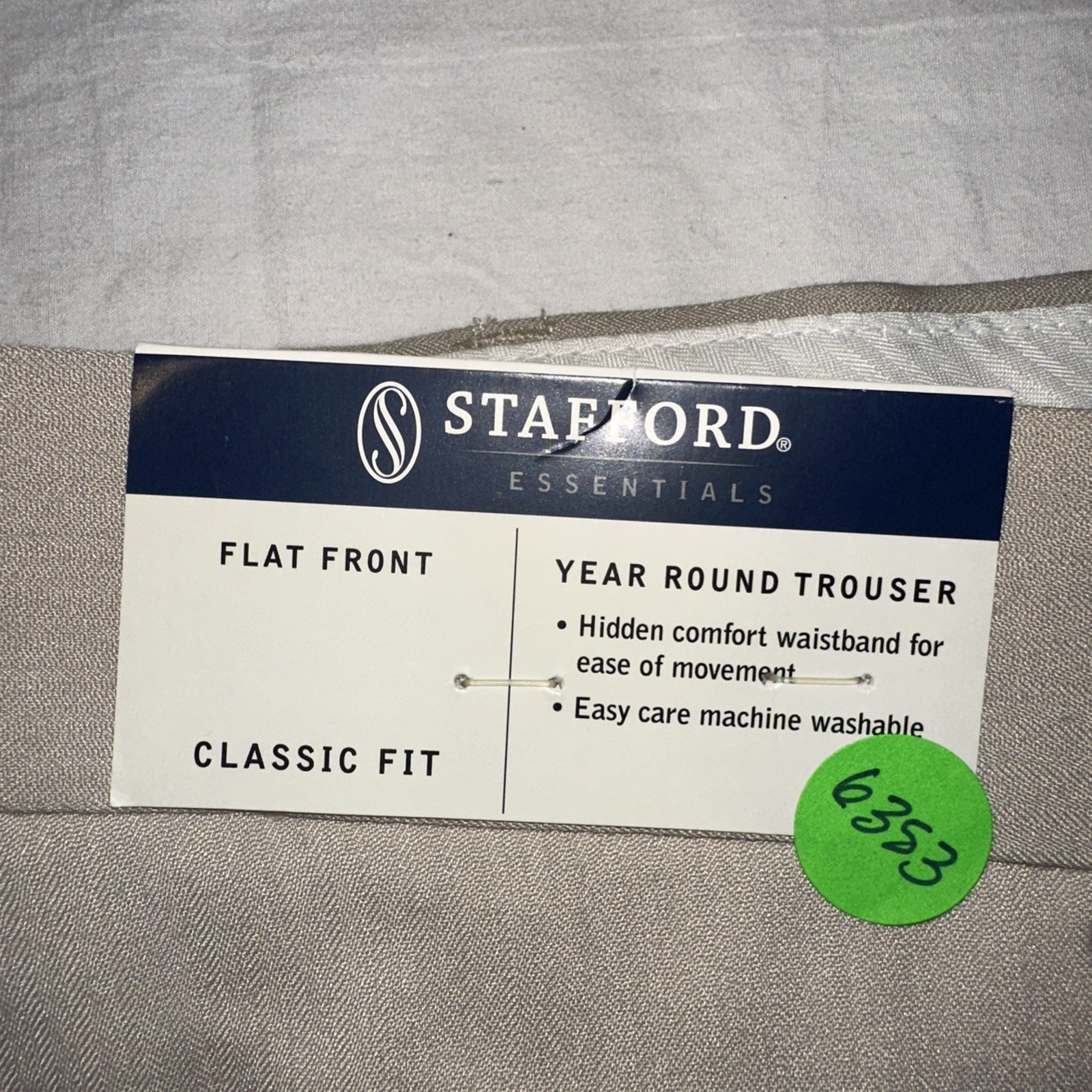 NWT Stafford Men’s 42 x 30 Classic Fit Flat Front Year Round Trouser Pants $70 gallery