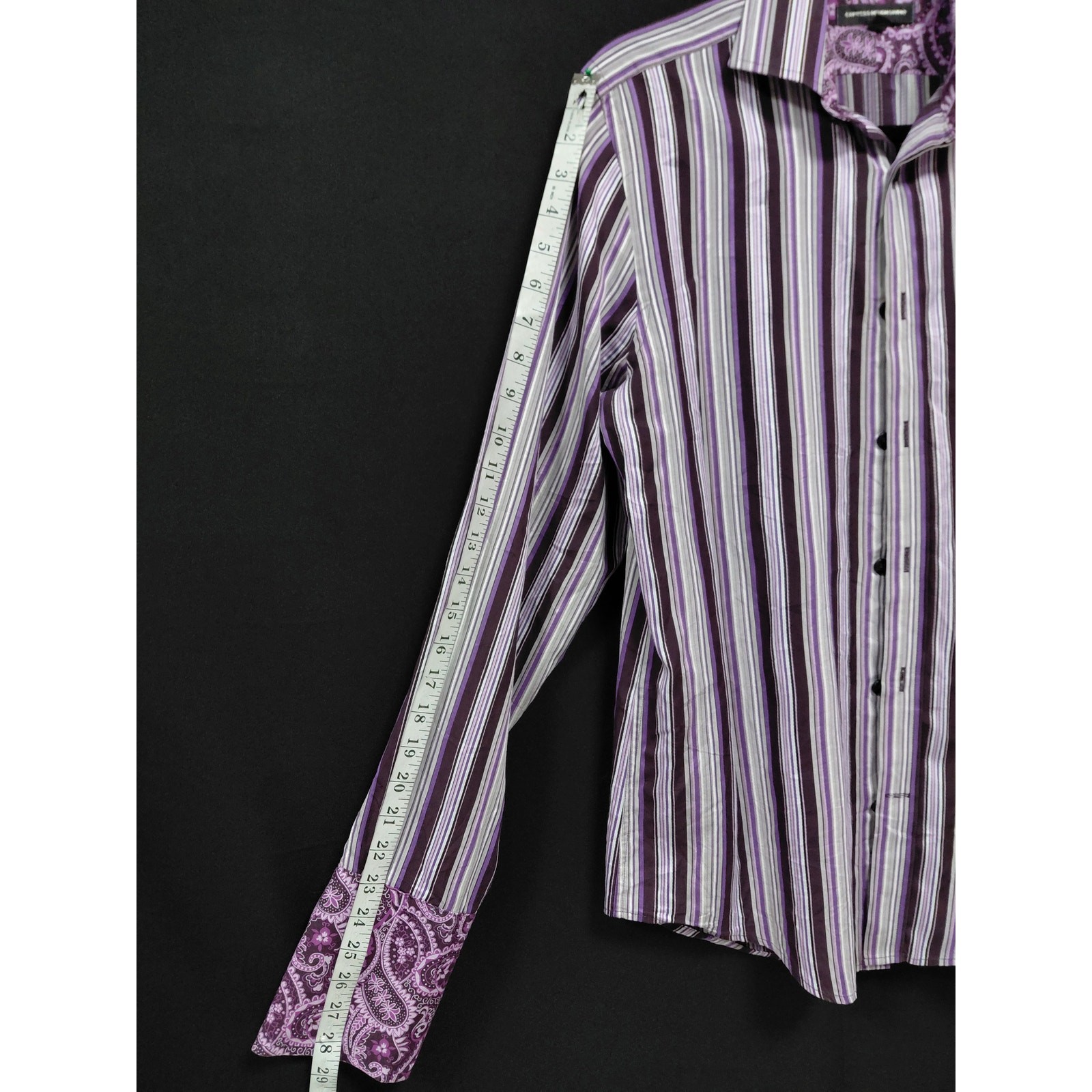 Express Design Studio Modern Fit Striped Shirt Purple Size S gallery
