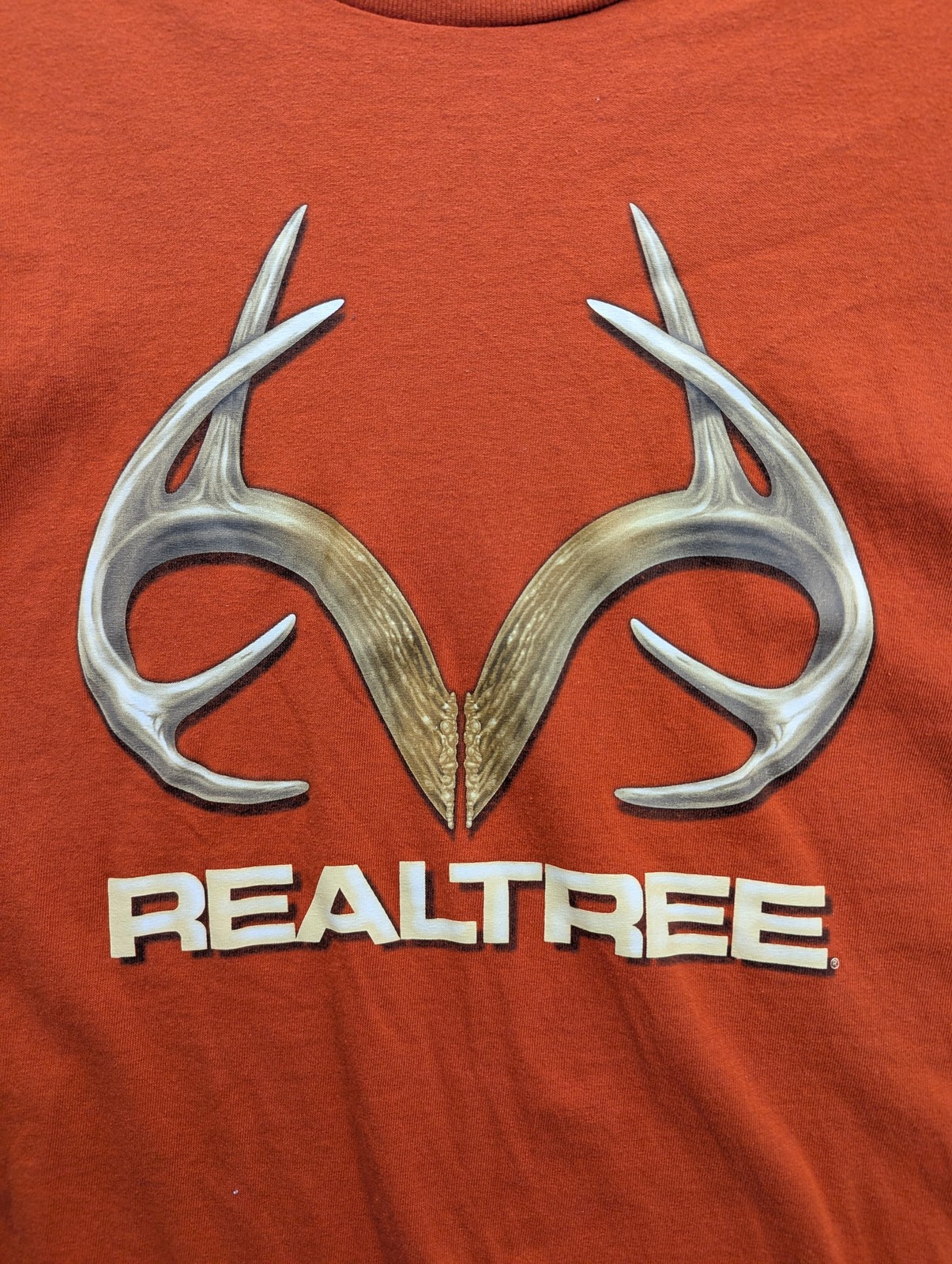 Realtree Shirt Mens XL Orange Long Sleeve Antler Logo Graphic Tee Hunting gallery