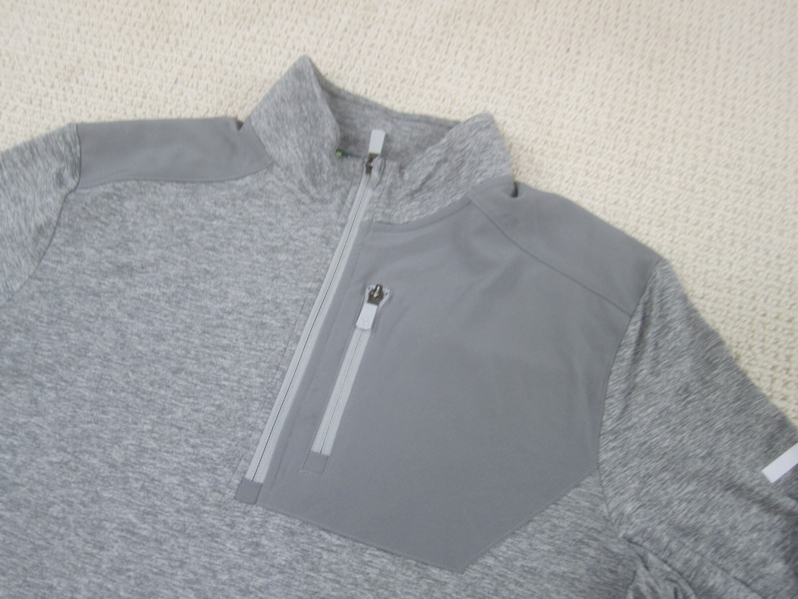 Tek Gear Shirt Mens Medium Gray 1/4 Zip Pullover Polyester Spandex Athletic gallery