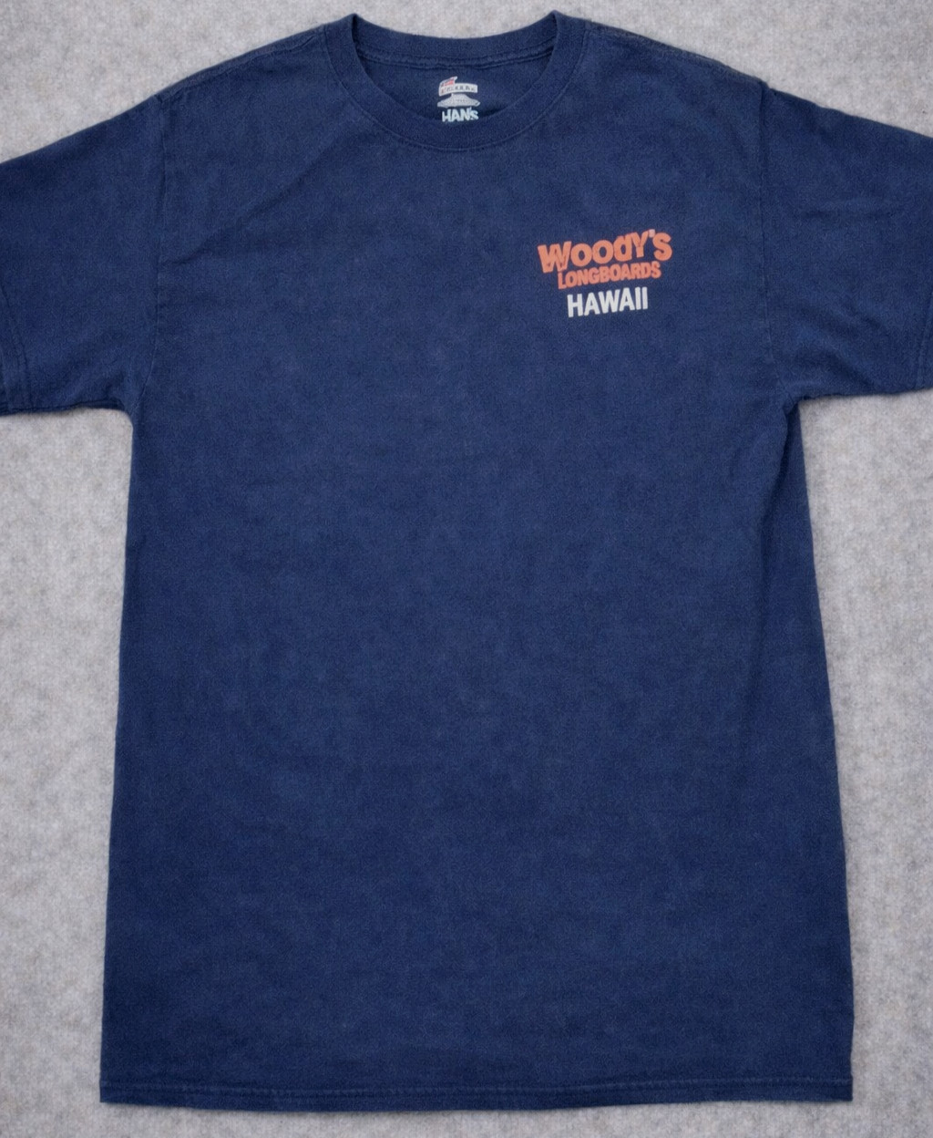 Woodys Longboards Hawaii T Shirt Large Faded Surf Graphic Double Sided gallery