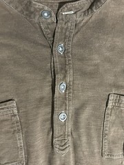 🔥Vintage Henley Ranch Work Shirt LARGE Brown Pockets Metal Buttons Western Gap