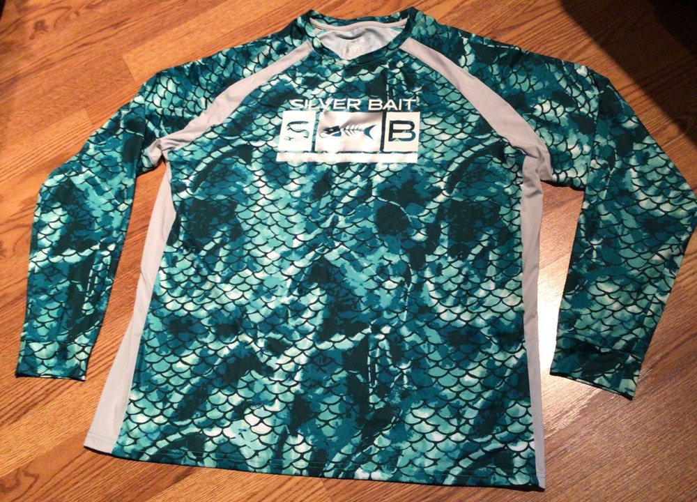 SILVER BAIT MEN’S PERFORMANCE FISHING SHIRT LONG SLEEVE UPF50+ SIZE XL