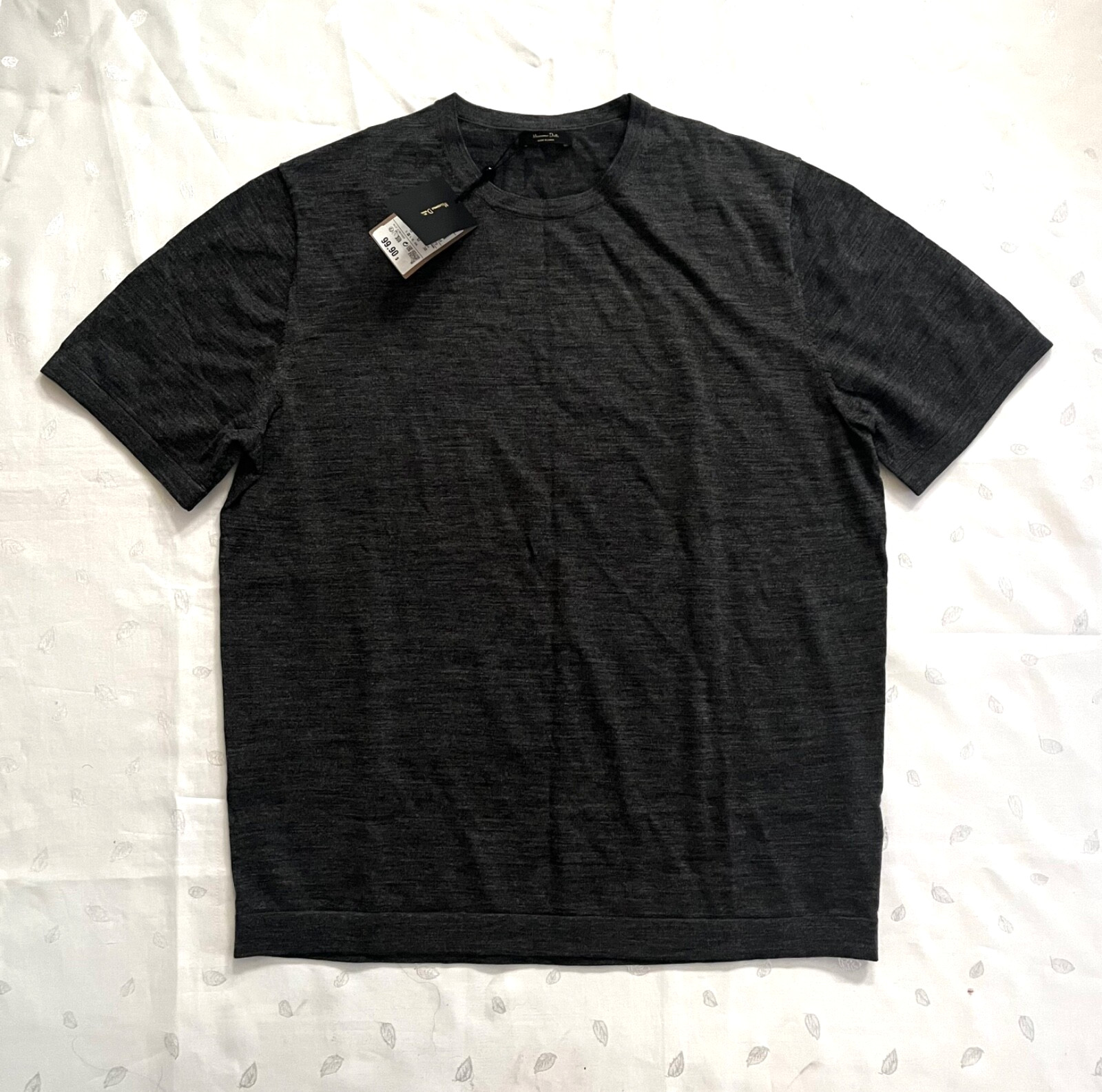 NWT $99 Massimo Dutti Wool lyocell blend Tee Shirt in Dark Gray Men's Size M gallery
