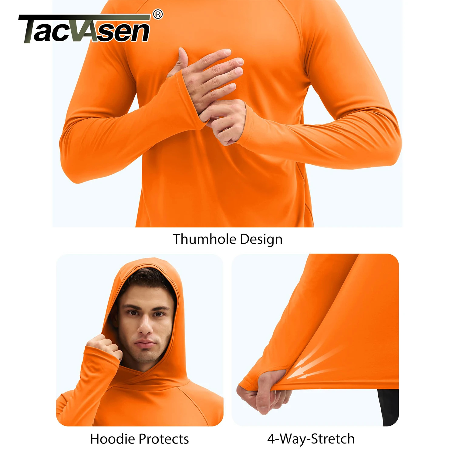 TACVASEN UPF 50+ Hooded T-Shirts Mens Quick Dry UV Block Sun Shirts Lightweight gallery