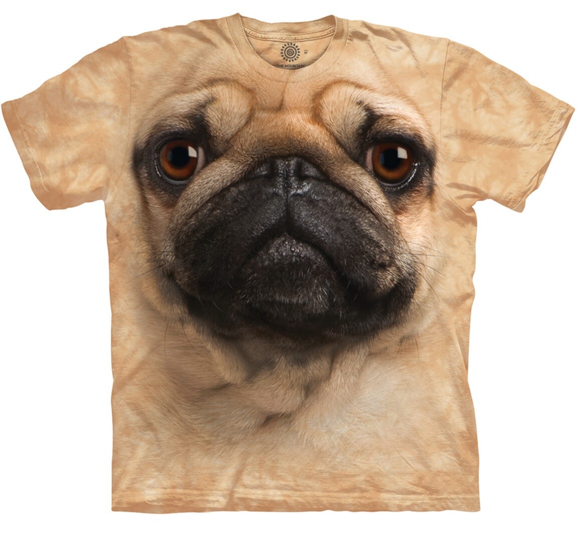The Mountain Big Face Pug Dog Puppy Cotton Tie Die Animal T-Shirt Adult XL-5X gallery