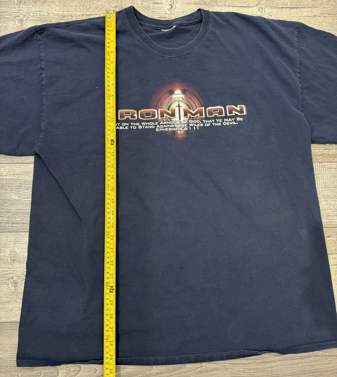Iron Man Mens Shirt Size 2XL Armour Of God Gray Christ Christian Y2K Jesus 2000s gallery