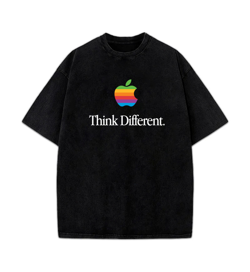 Apple Vintage Logo Think Different Slogan Funny Graphic Design T-Shirt gallery