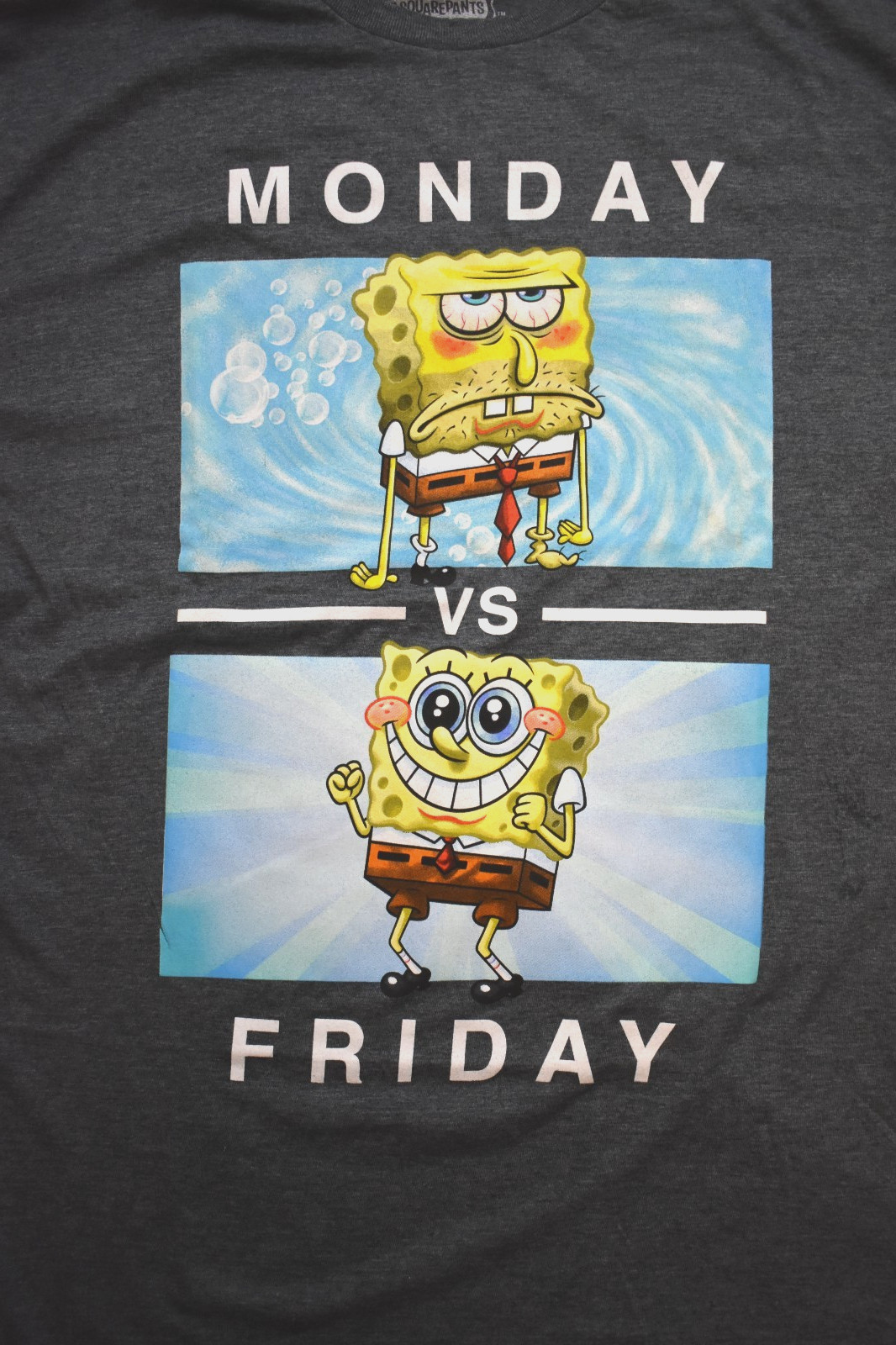 SpongeBob SquarePants Monday vs Friday Mens Funny Meme Shirt New Large gallery