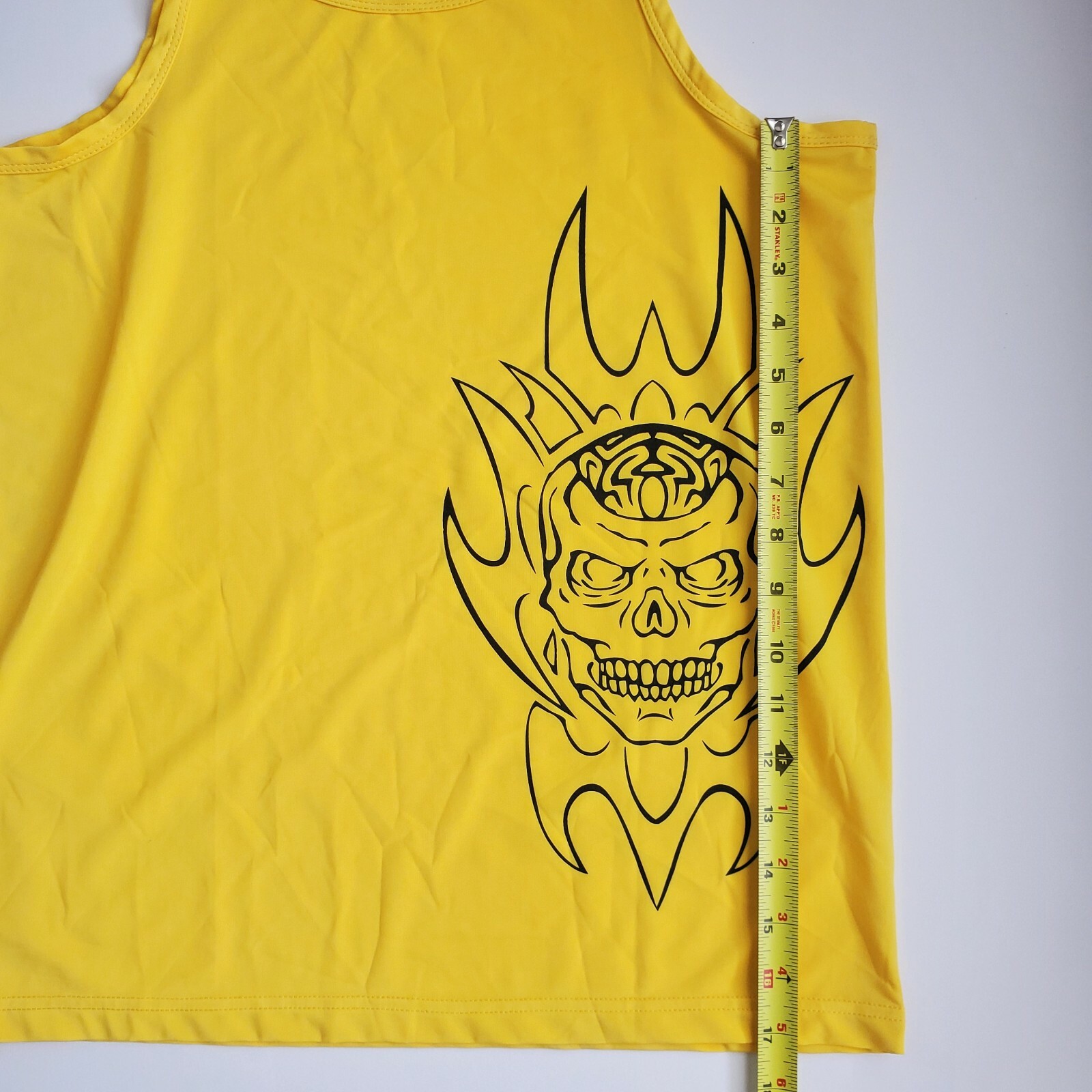 Equipo Yellow Tank Top M Polyester Spandex Sleeveless Graphic Skull Print gallery