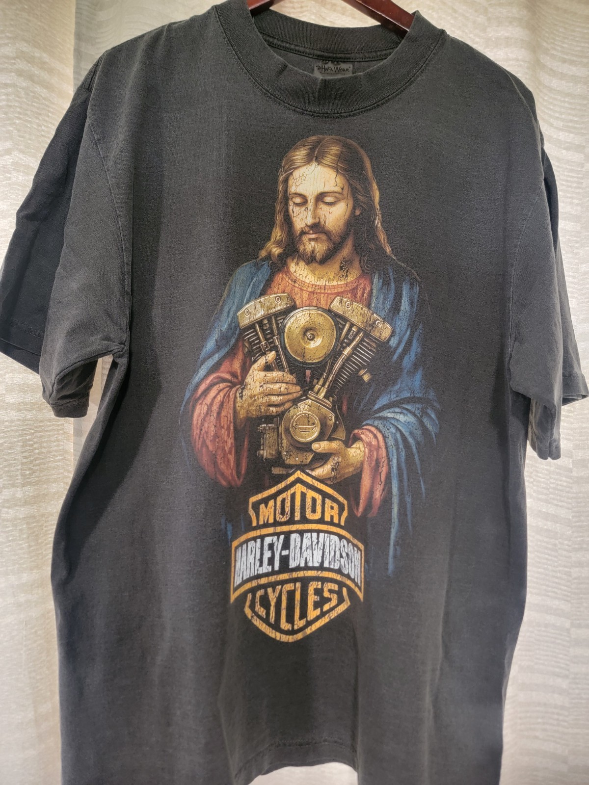 HARLEY DAVIDSON GOD BLESS YOU ON A SHAKA HEAVYWEIGHT GARMET SHIRT "MODERN" gallery