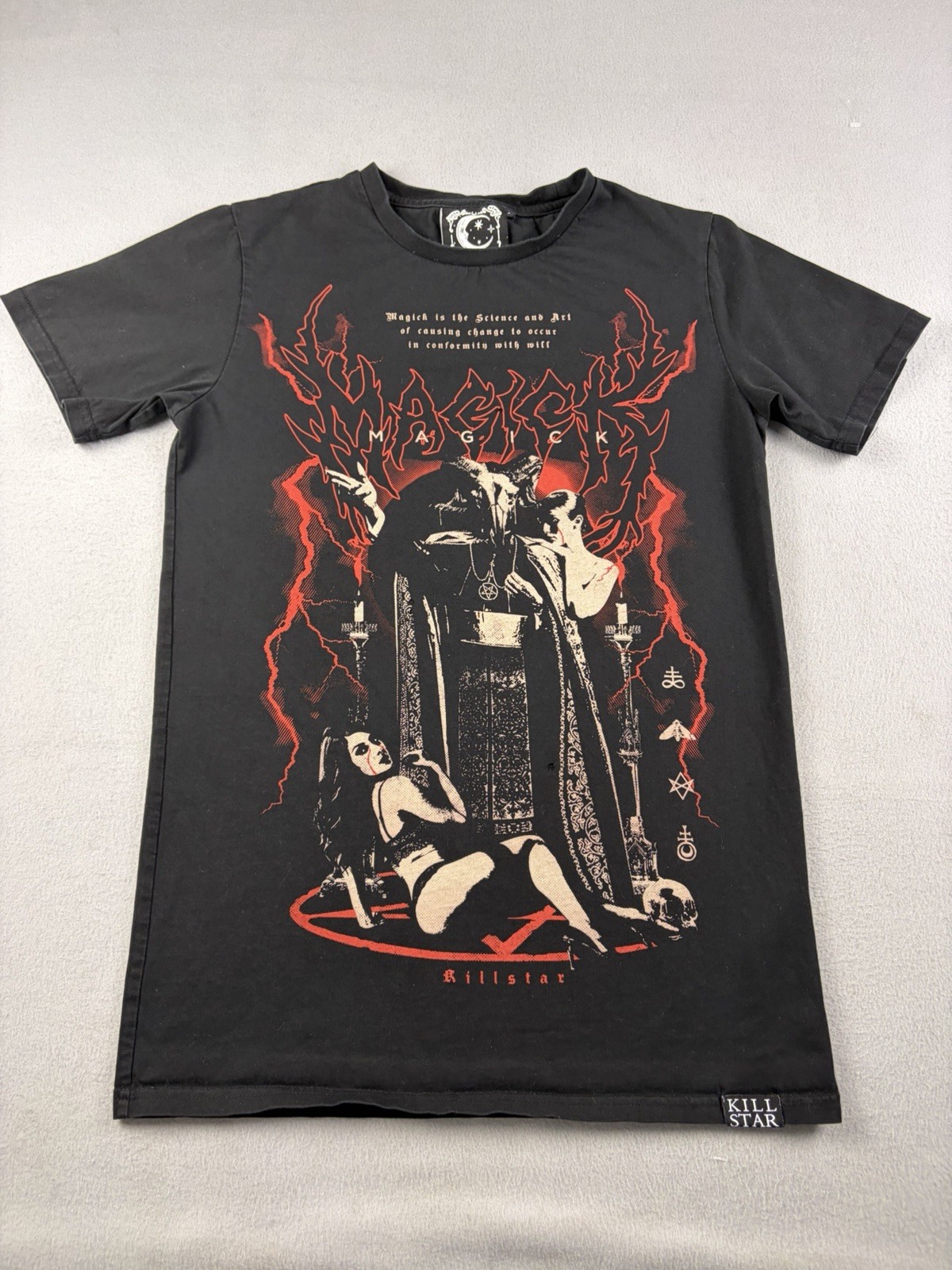 KILLSTAR Magick T Shirt Size Small Tarot Black Demon Skull Graphic Cult Luxury gallery