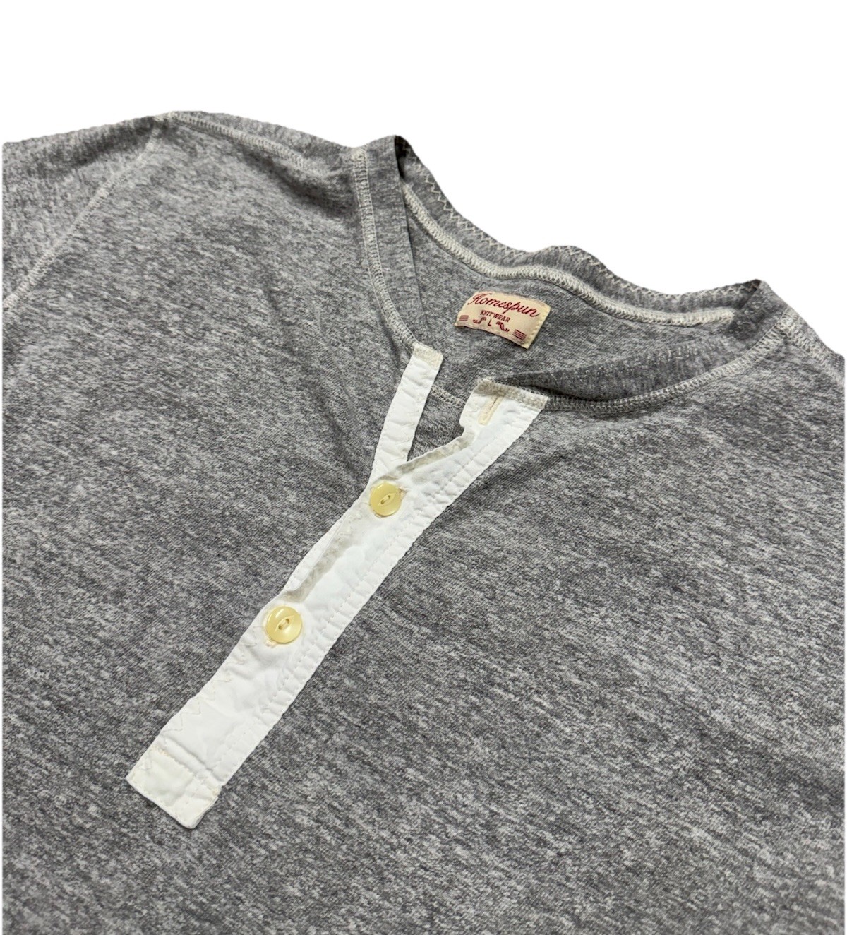 Homespun Knitwear Henley Long Sleeve Men’s Sweatshirt Size L Retro Style Grey gallery