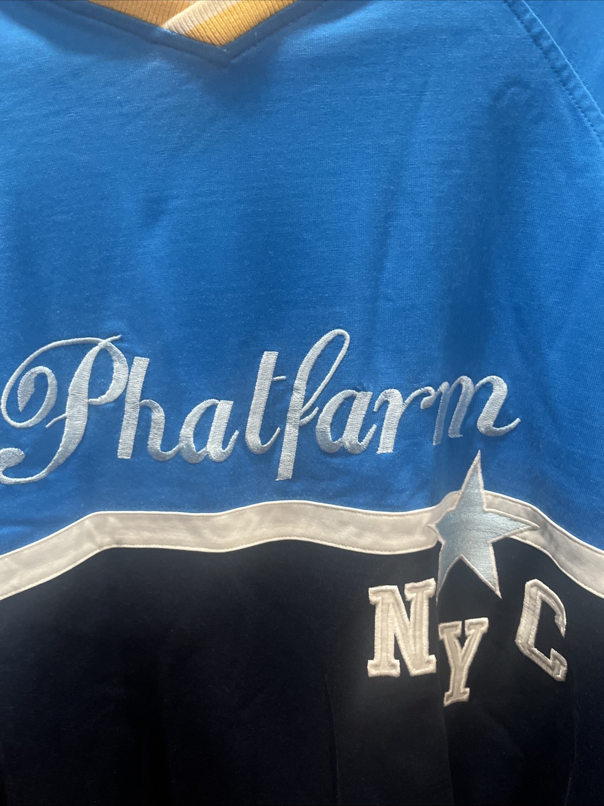 Phatfarm NYC Shirt Color-block Alma Mater Classic American Flava Y2K Hip Hop 2XL gallery