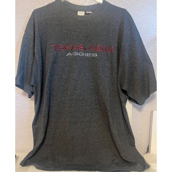 Texas A&M Aggies T-Shirt 2XL By M.J. Soffe Dk Gray 50% Cotton/50% Poly USA Made