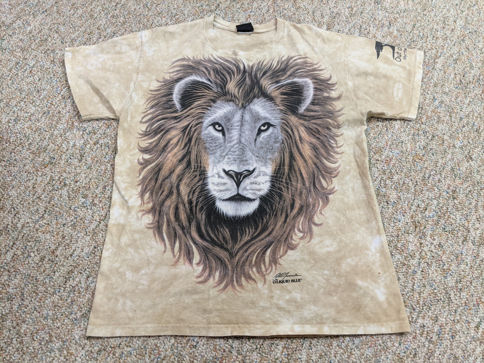 Liquid Blue Shirt Men Large Tie Dye Lion Logo Graphic Rich Normurdin 1994 Safari