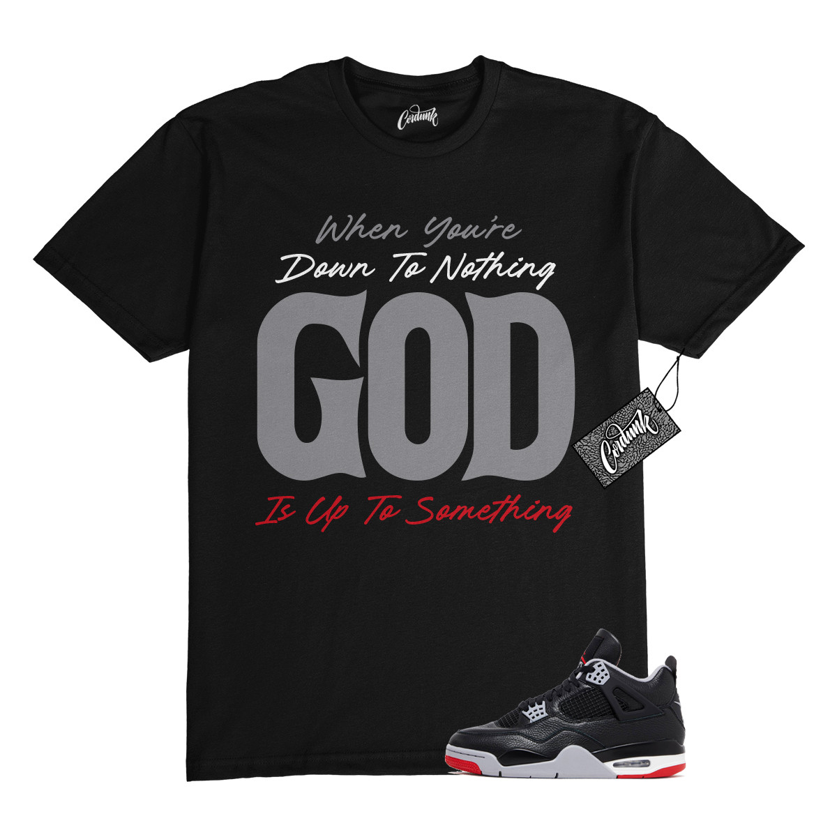 4 Bred Reimagined Black Cement Grey Varsity Red Summit White T Shirt Match UTS
