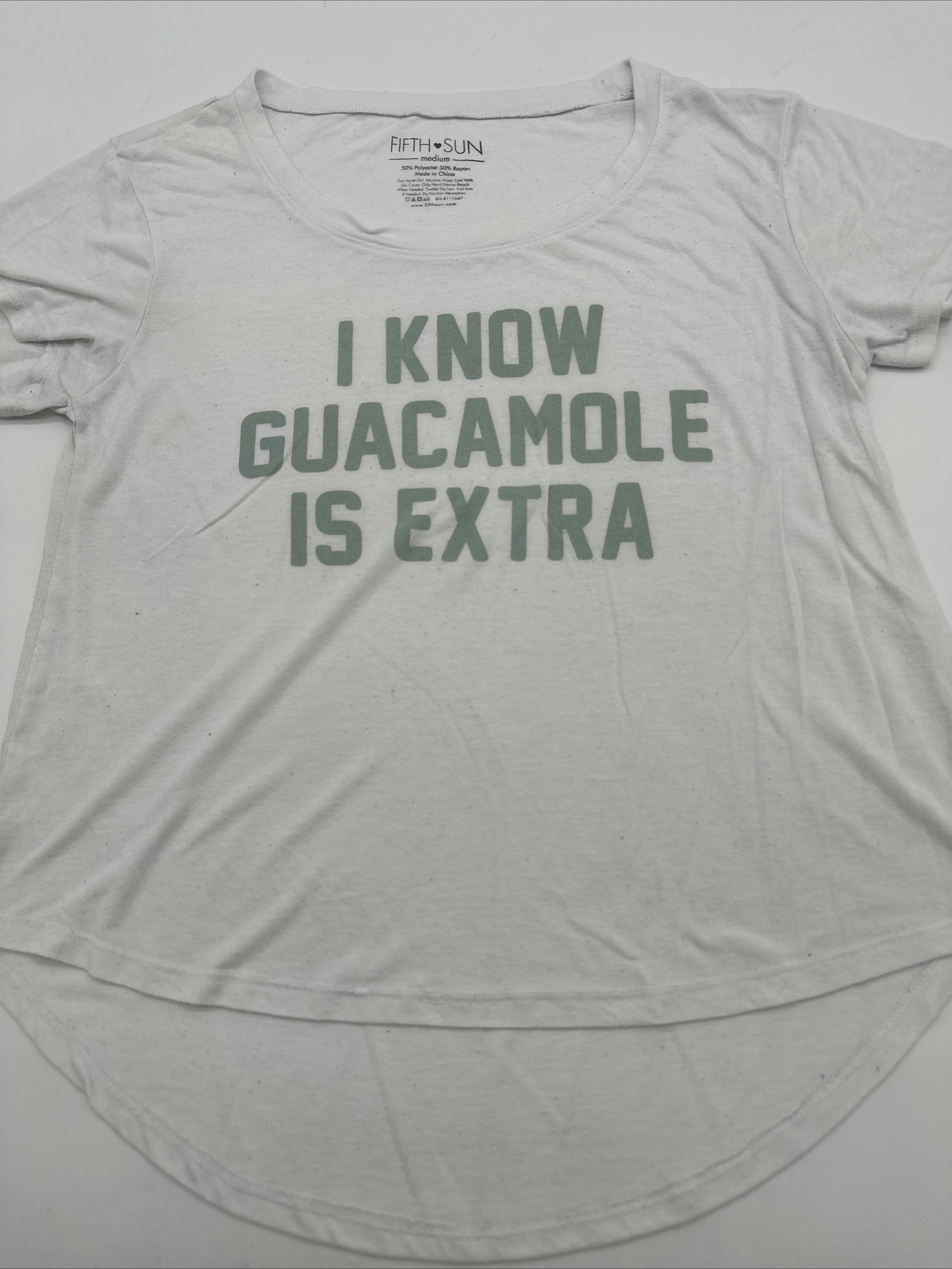 I Know Guacamole Is Extra T-Shirt Women Medium Spell Out Fifth Sun…#5971