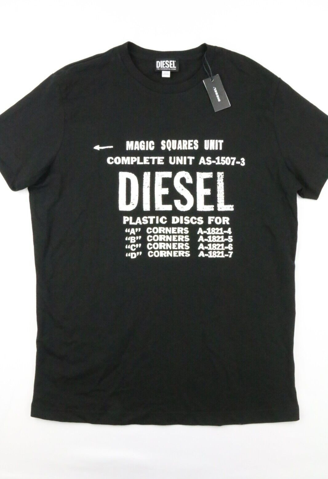 Diesel For Successful Living Tee Black White T-Shirt Sz XL Crew Neck Magic Unit