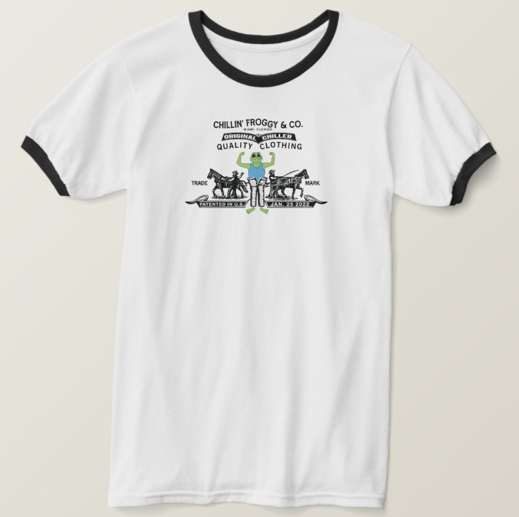 Chillin’ Froggy Vintage Two Horse Logo Parody of the Jeans Brand Ringer T-Shirt