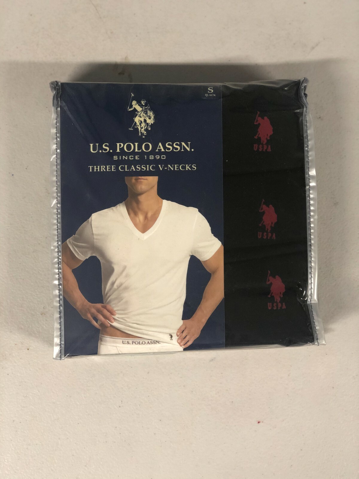 U.S. Polo Assn Men's 3 Pack V Neck T-Shirts Tee Black White SMALL Only NEW gallery