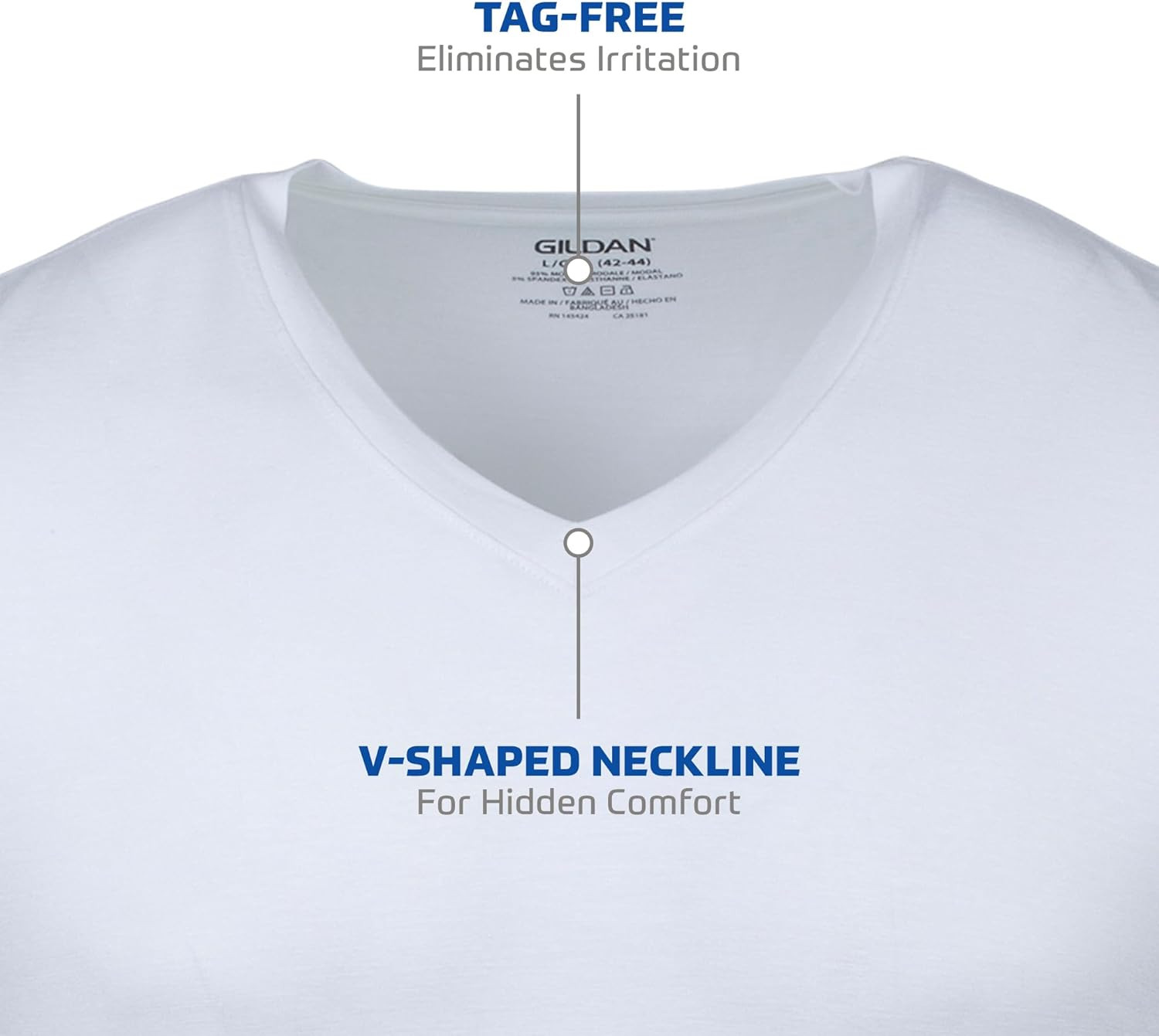Gildan Men's V-Neck T-Shirts, Multipack, White (6-Pack), Large SHIPS FREE gallery