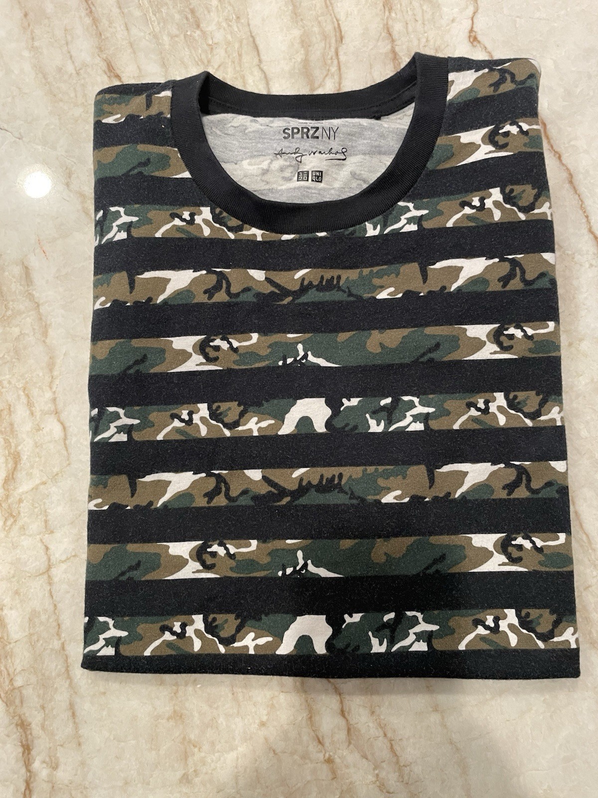 SPRZ NY - Uniqlo - Andy Warhol - Stripe Camouflage Graphic T-shirt - Men's Sz LG gallery