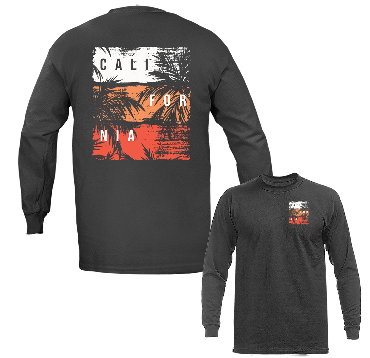 California Palm Tree Graphic Long Sleeve T-Shirt
