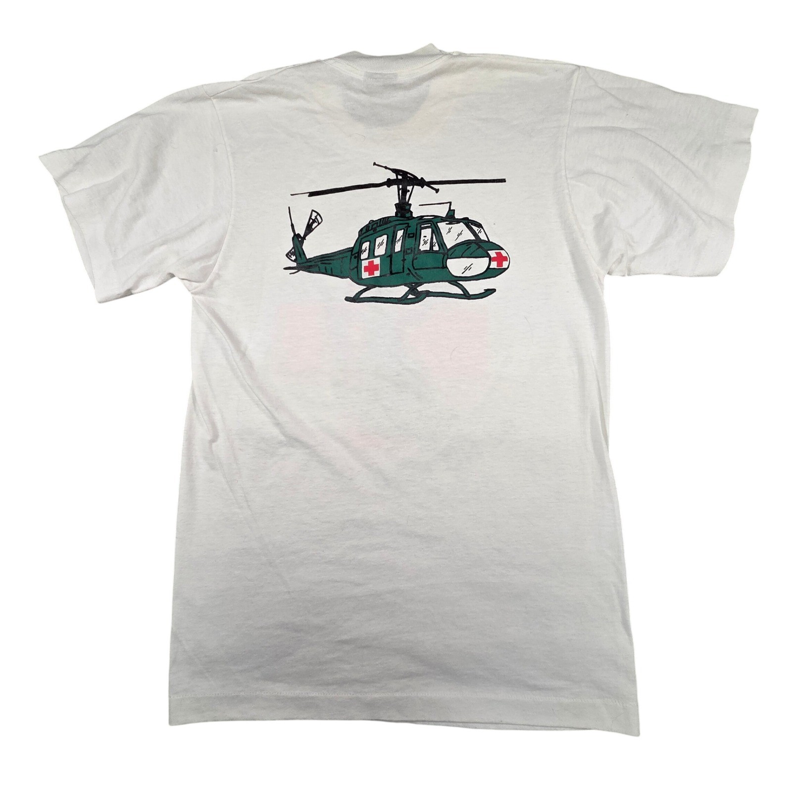 Vintage 80s Army T-Shirt Mens M Single Stitch USA 82nd Med Det (RA) Dustoff Huey gallery