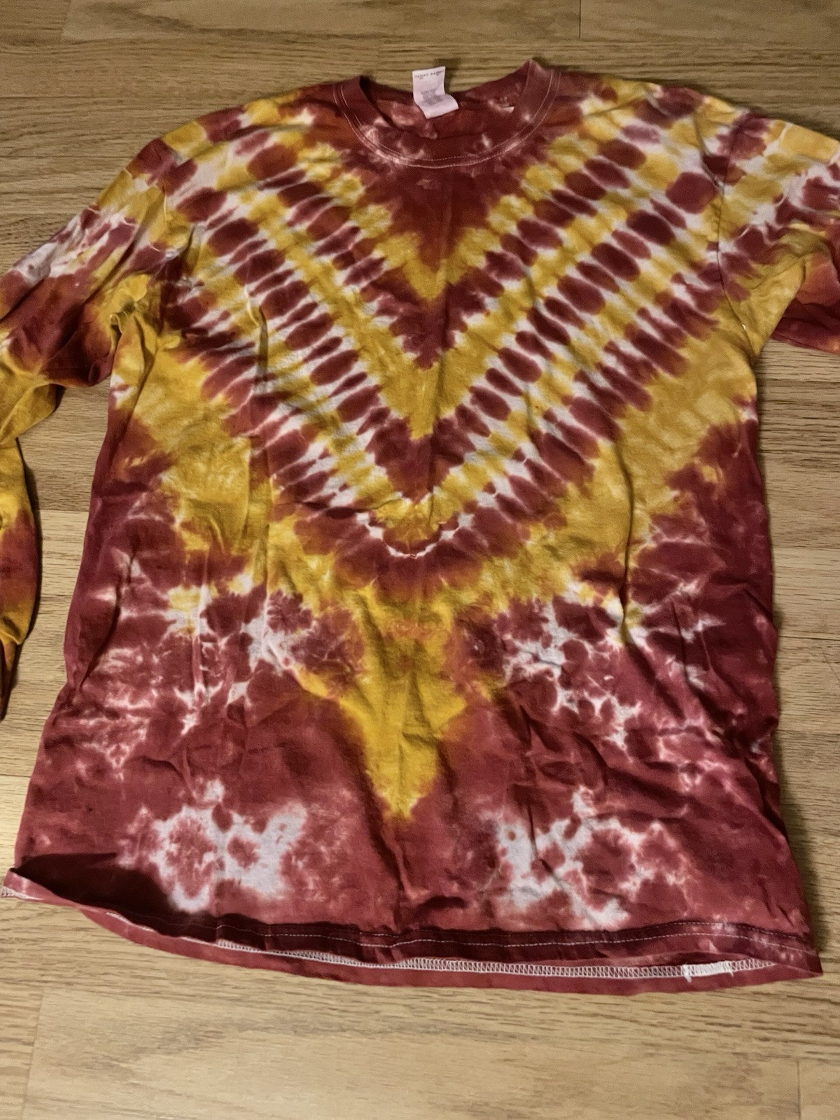 Handmaid tie-dye Large cotton Gilden Long Sleeve Maroon Red Yellow Gold gallery