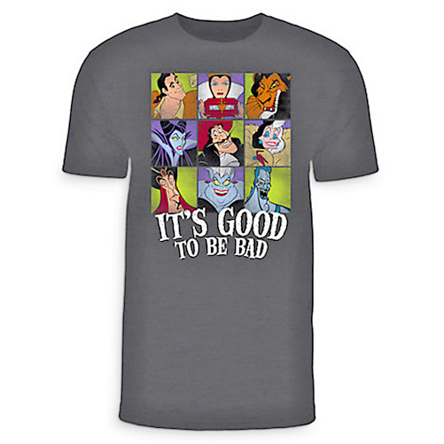 Disney Parks Shirt Disney Villains "It's Good To Be Bad" Shirt New Soft Gray gallery