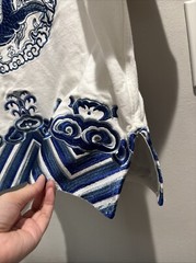 All Over Embroidered Dragon Chinese Short Sleeve Tee Size M Stunning Beautiful