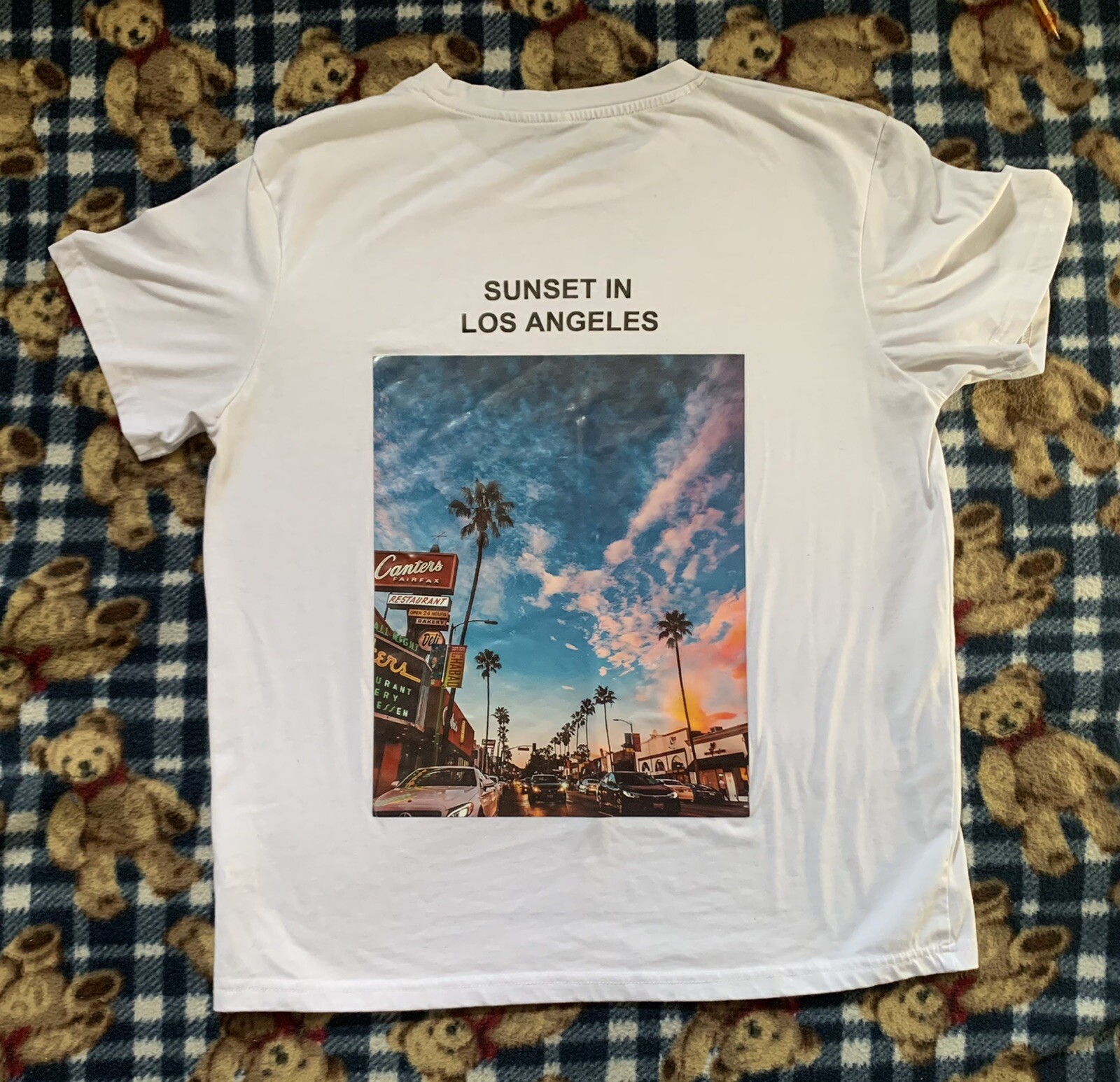 Rare Sunset On Sunset Hollywood Los Angeles high Resolution Picture Shirt Sz L