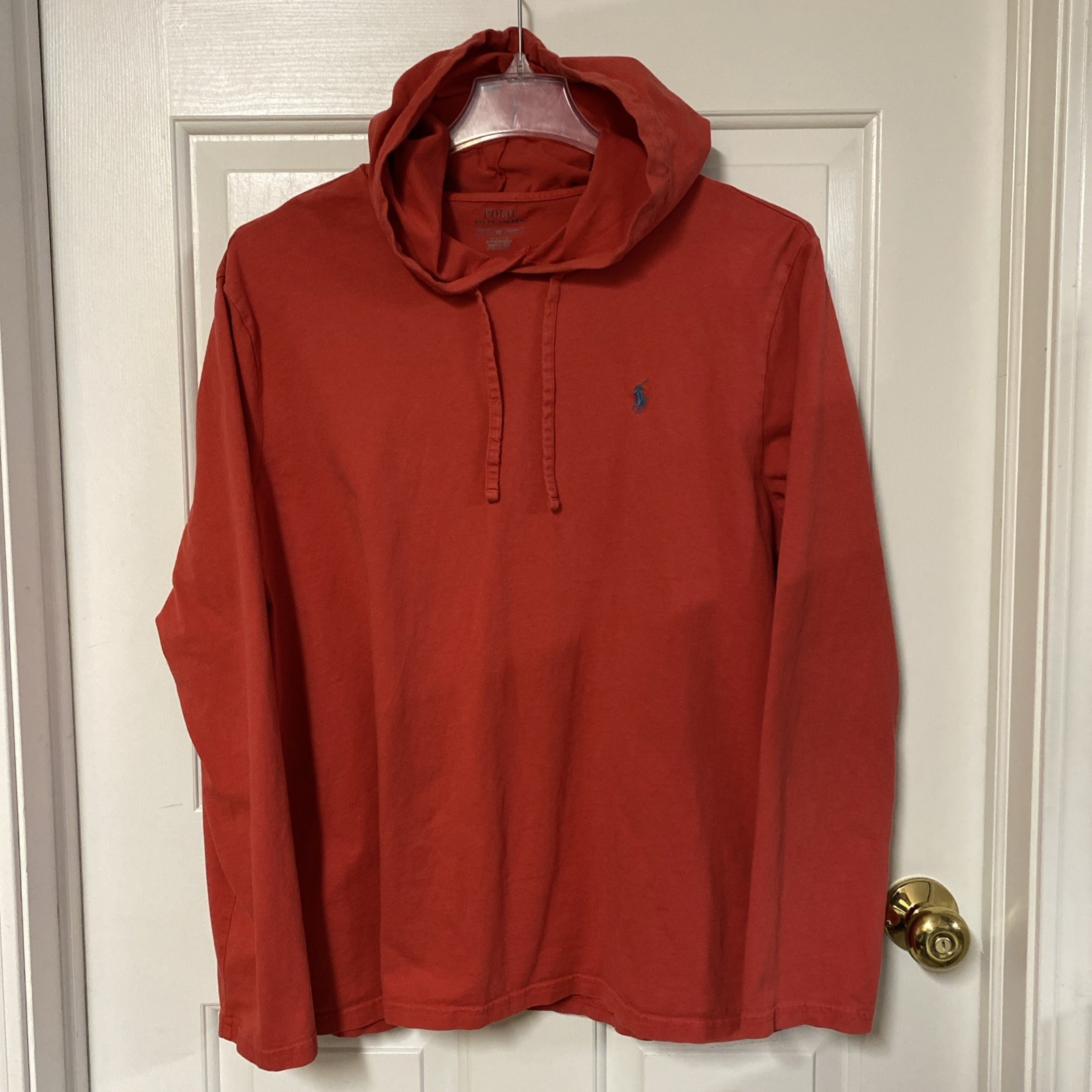 Polo Ralph Lauren Shirt Mens XL Burnt Orange Cotton Long Sleeves Hooded Pullover gallery