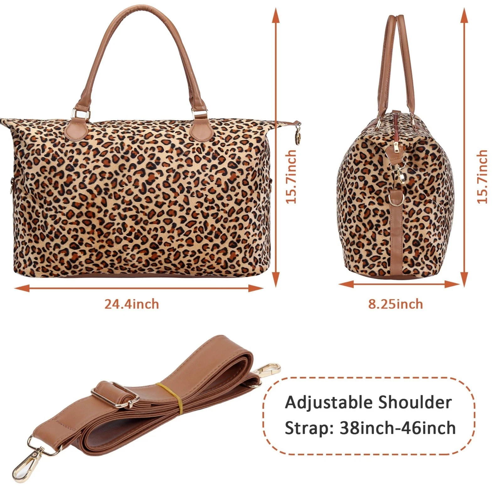 Leopard Weekender Bag Travel Duffle Bag For Women Large Cheetah Tote Shoulder... gallery