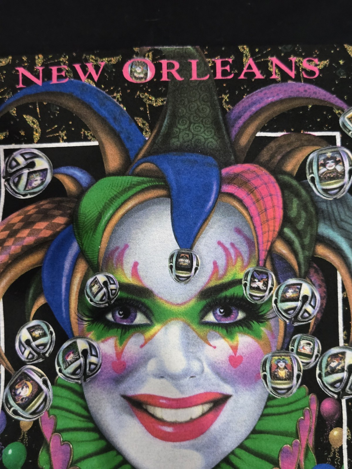 Vintage 90s 1999 New Orleans Masks Tshirt Andrea Mistretta medium Mardi Gras vtg gallery